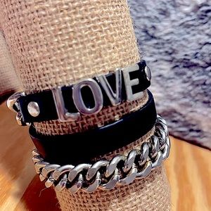 🍒 BOGO 🍒 Vegan Leather & Cuban Link Chain Wrap Bracelet Reminiscent of Moschino